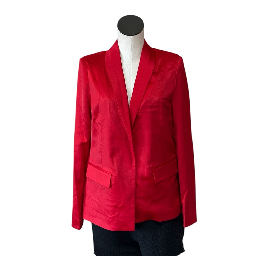 NWT Steve Madden Satin Shawl Collar Blazer Small, DARK RED